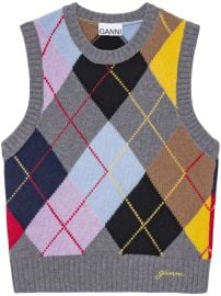 GANNI harlequin-pattern -knit Vest at Farfetch